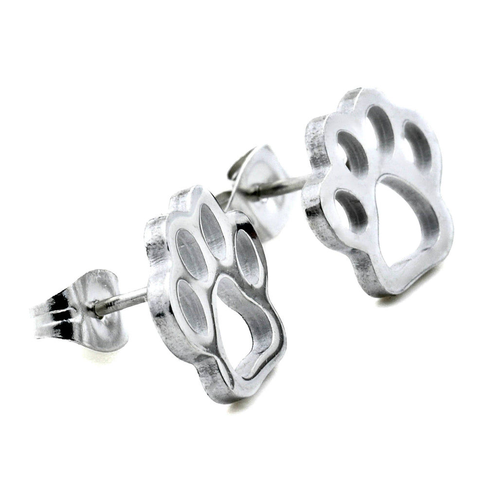 Paw Print Stud Earrings | Stainless Steel Pet Lover Jewelry Gift