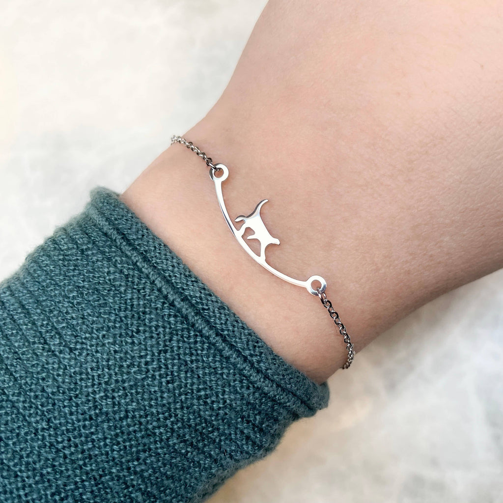 Crown & Whiskers Cat Walk Bracelet – Gold & Silver Cat Lover Bracelet (Waterproof Stainless Steel)