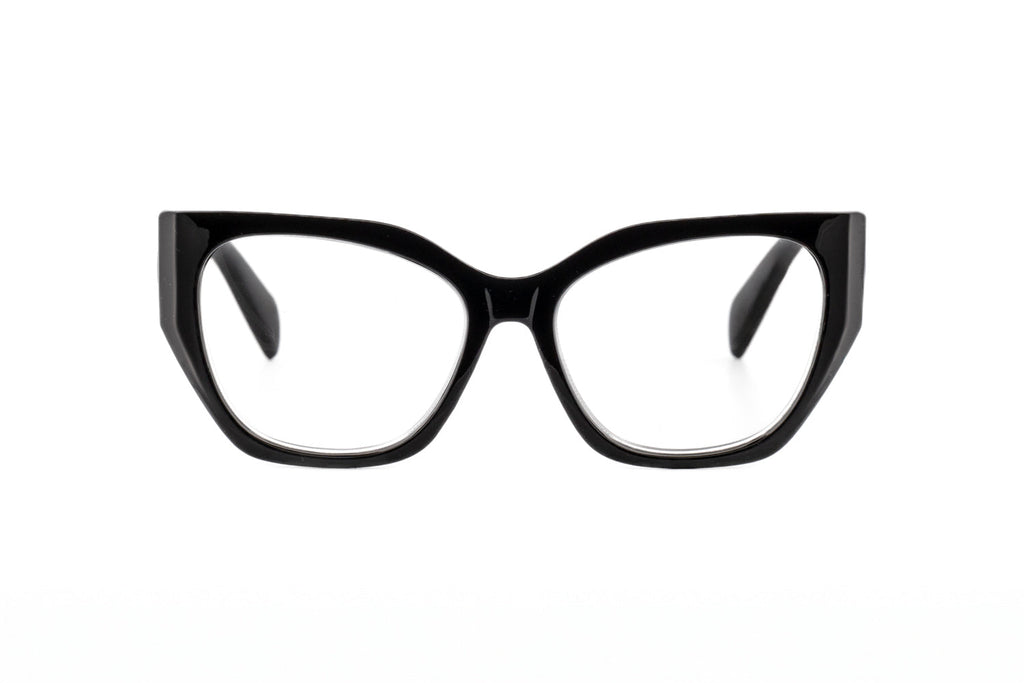 Black cat-eye glasses on a white background
