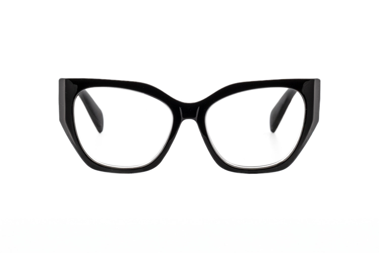 Black cat-eye glasses on a white background