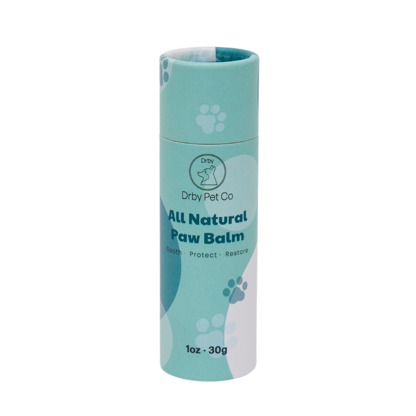 All natural paw balm container with brand logo on a white background