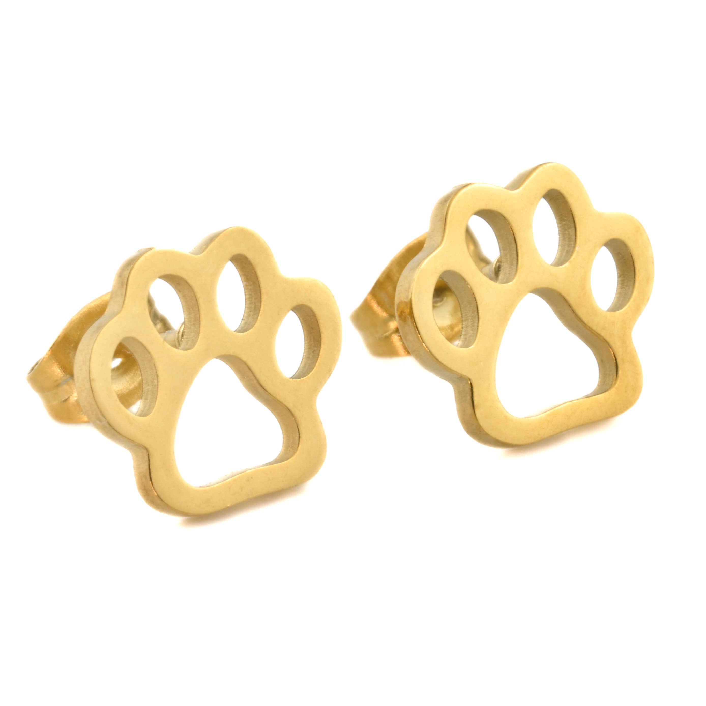 Paw Print Stud Earrings | Stainless Steel Pet Lover Jewelry Gift