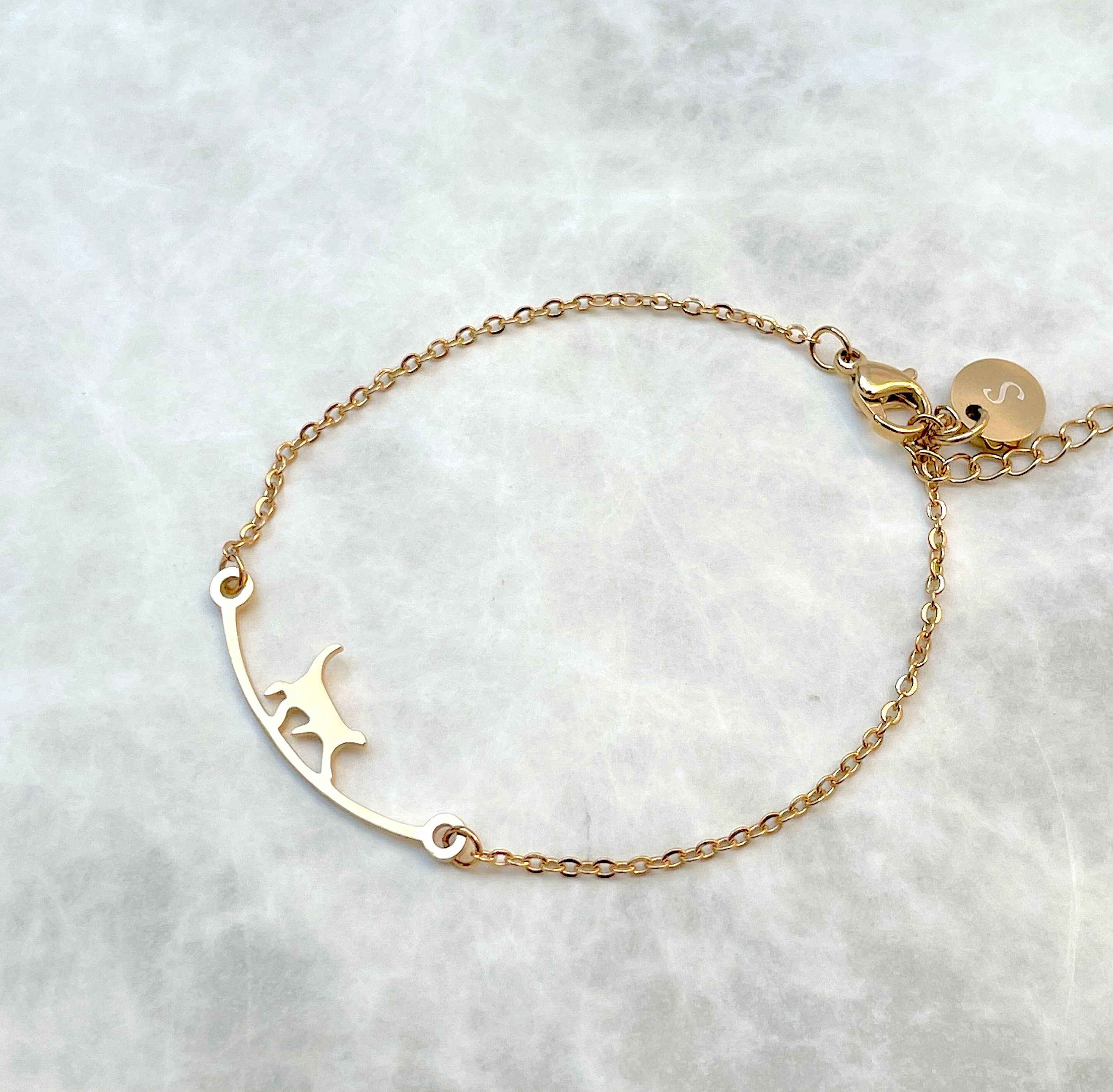 Crown & Whiskers Cat Walk Bracelet – Gold & Silver Cat Lover Bracelet (Waterproof Stainless Steel)