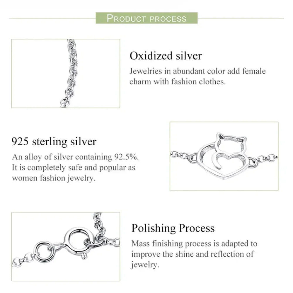 Sterling silver cat bracelet information card