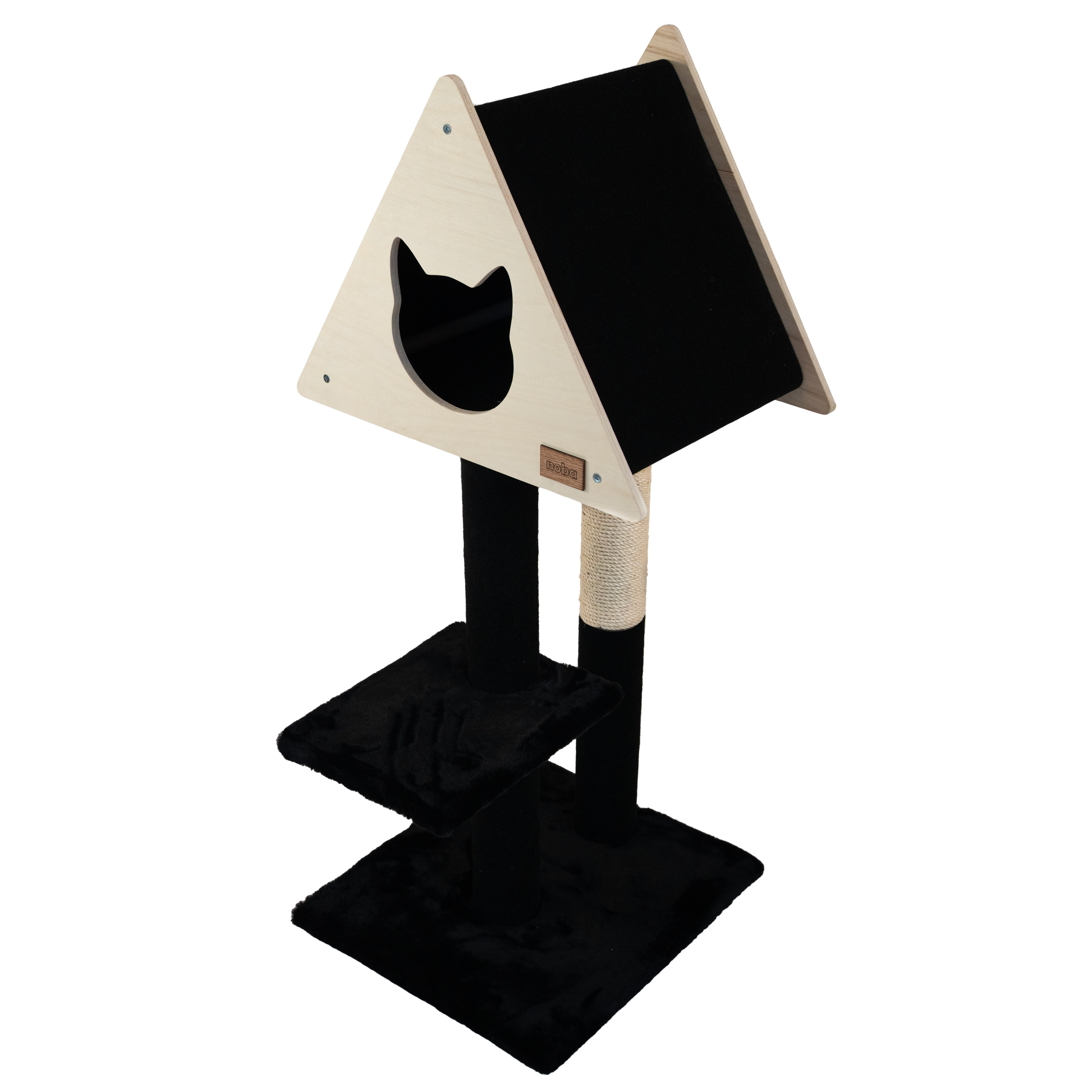 Deluxe Cat Tree with Hideout | 2-Level Cat Condo with Fique Rope