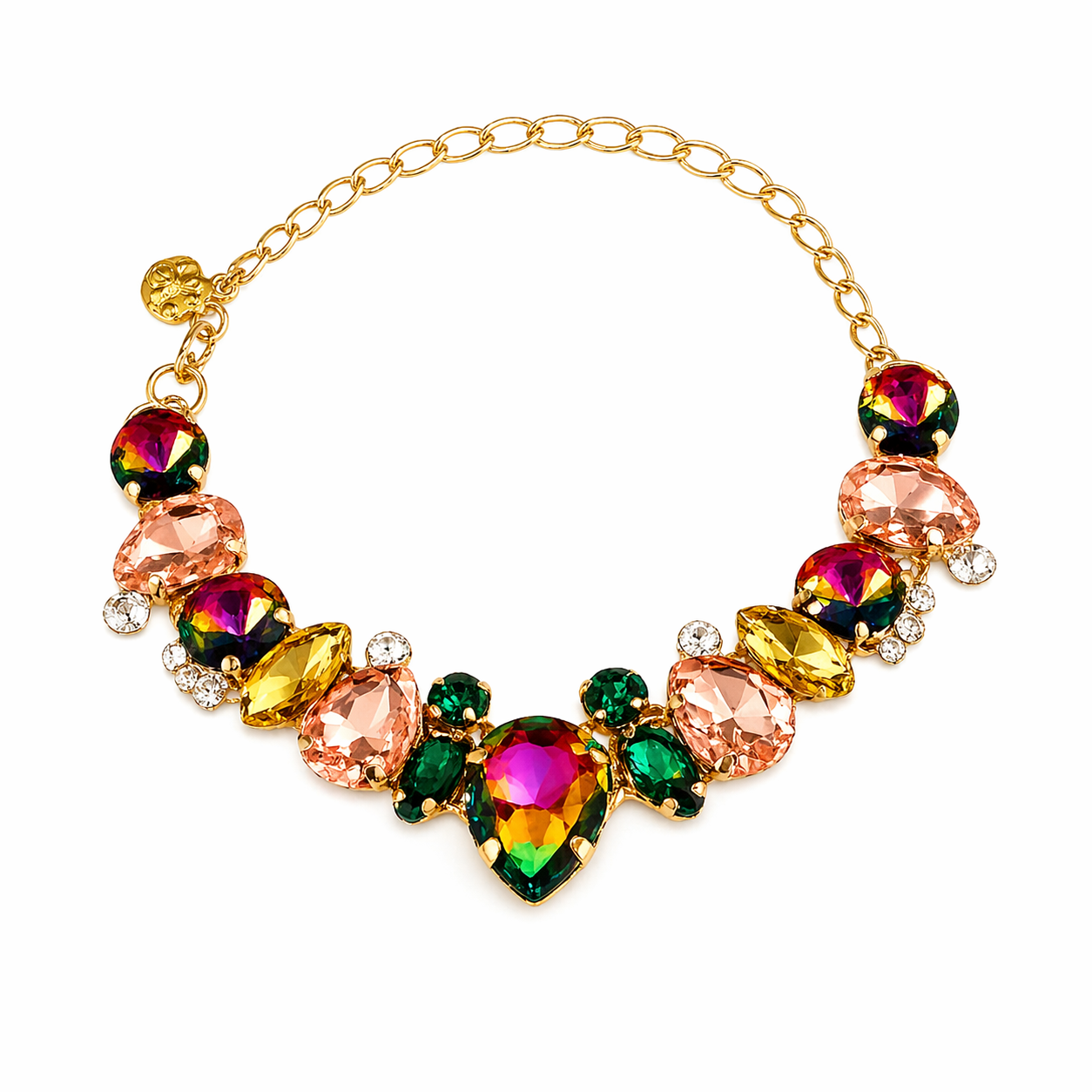 Colorful gemstone bracelet on a white background