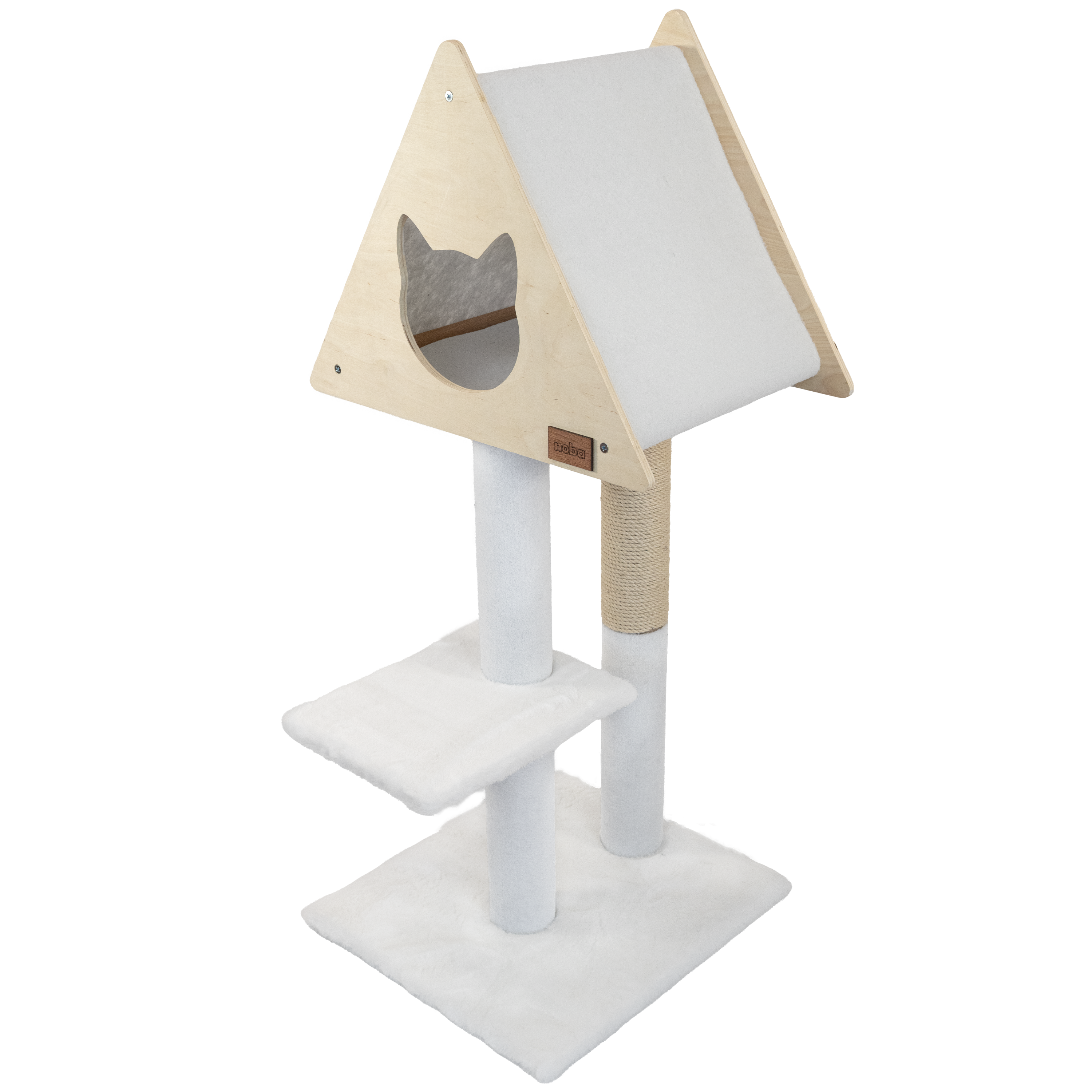 Deluxe Cat Tree with Hideout | 2-Level Cat Condo with Fique Rope