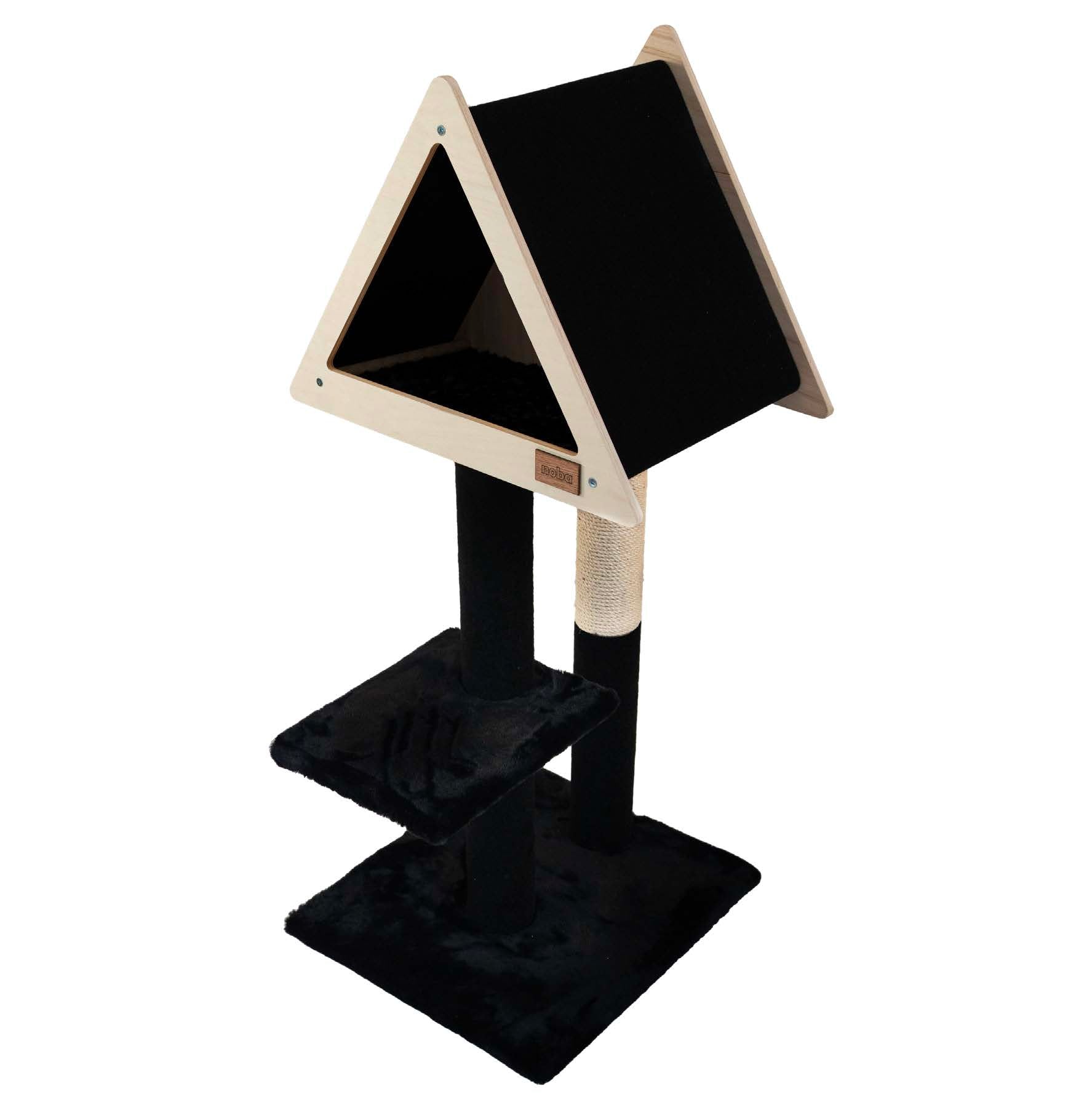 Deluxe Cat Tree with Hideout | 2-Level Cat Condo with Fique Rope