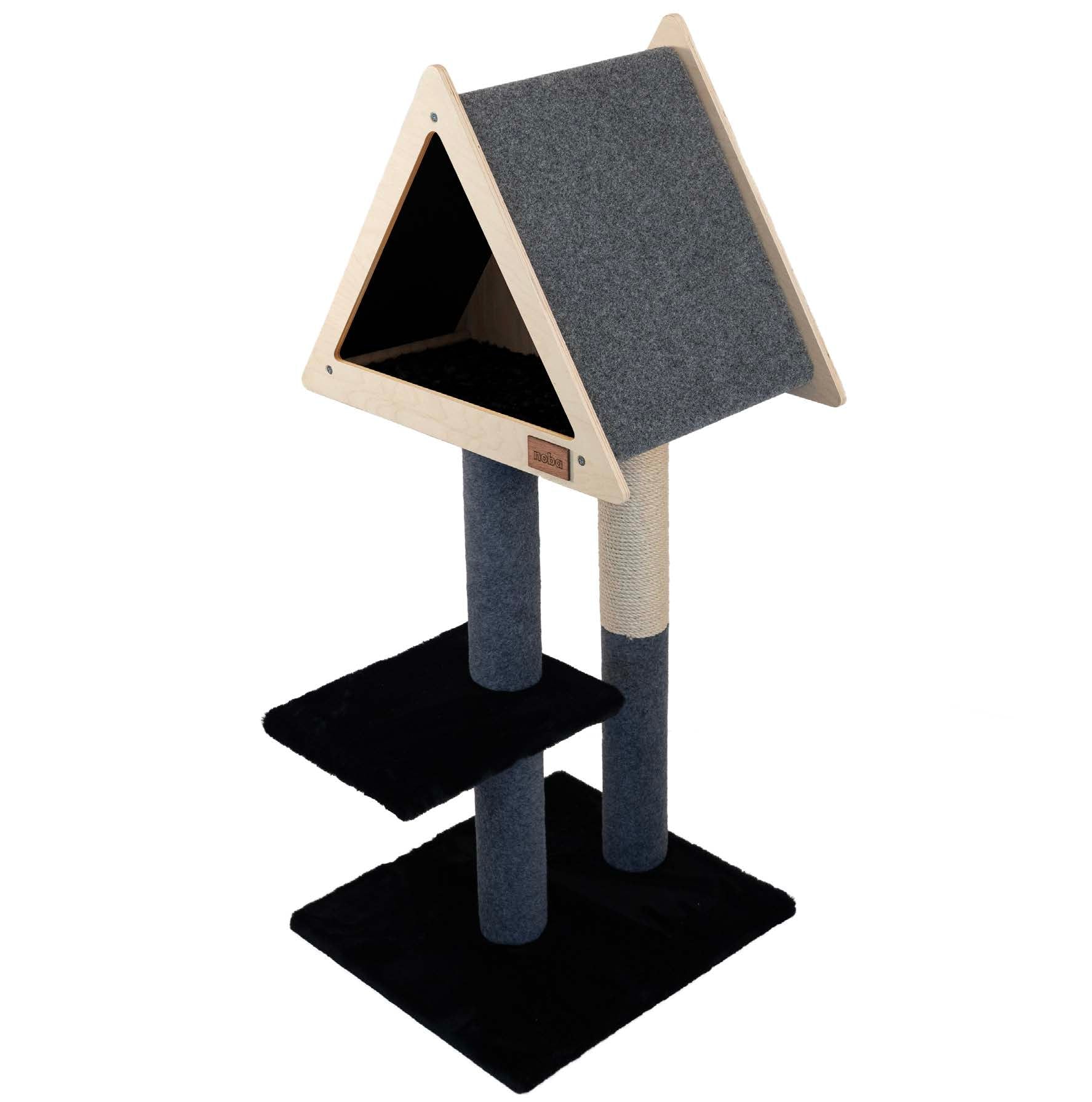 Deluxe Cat Tree with Hideout | 2-Level Cat Condo with Fique Rope