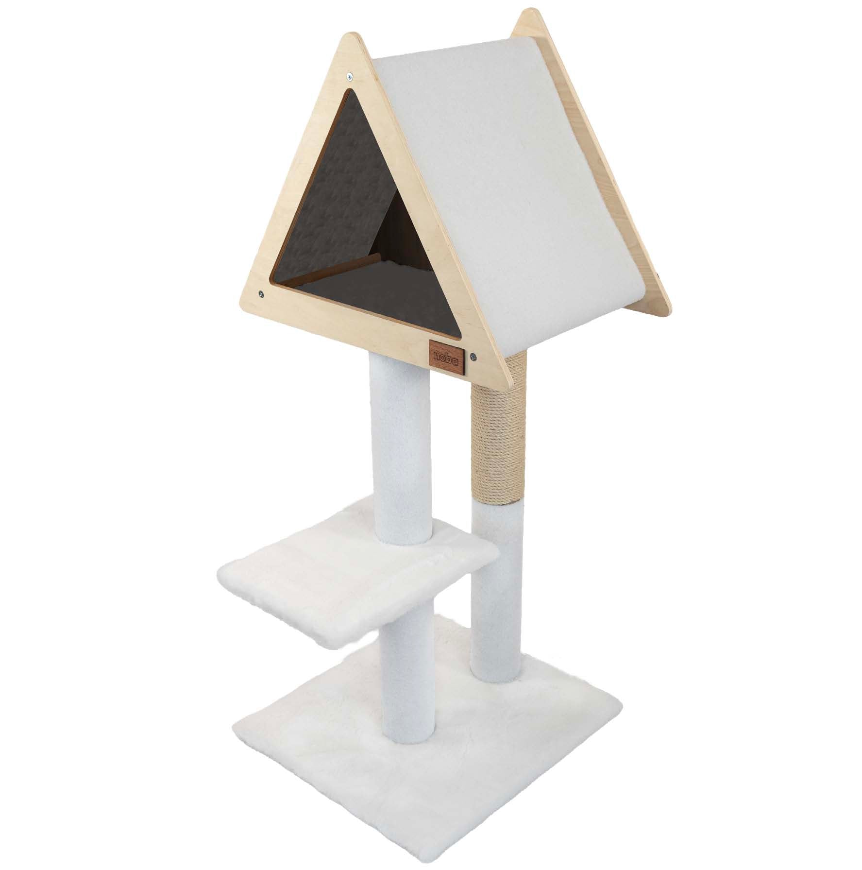 Deluxe Cat Tree with Hideout | 2-Level Cat Condo with Fique Rope