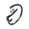 Crown & Whiskers Cat Tail Sterling Silver Ring – Adjustable Minimal Cat Lover Jewelry (925 Silver)
