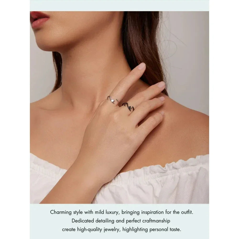Crown & Whiskers Cat Tail Sterling Silver Ring – Adjustable Minimal Cat Lover Jewelry (925 Silver)