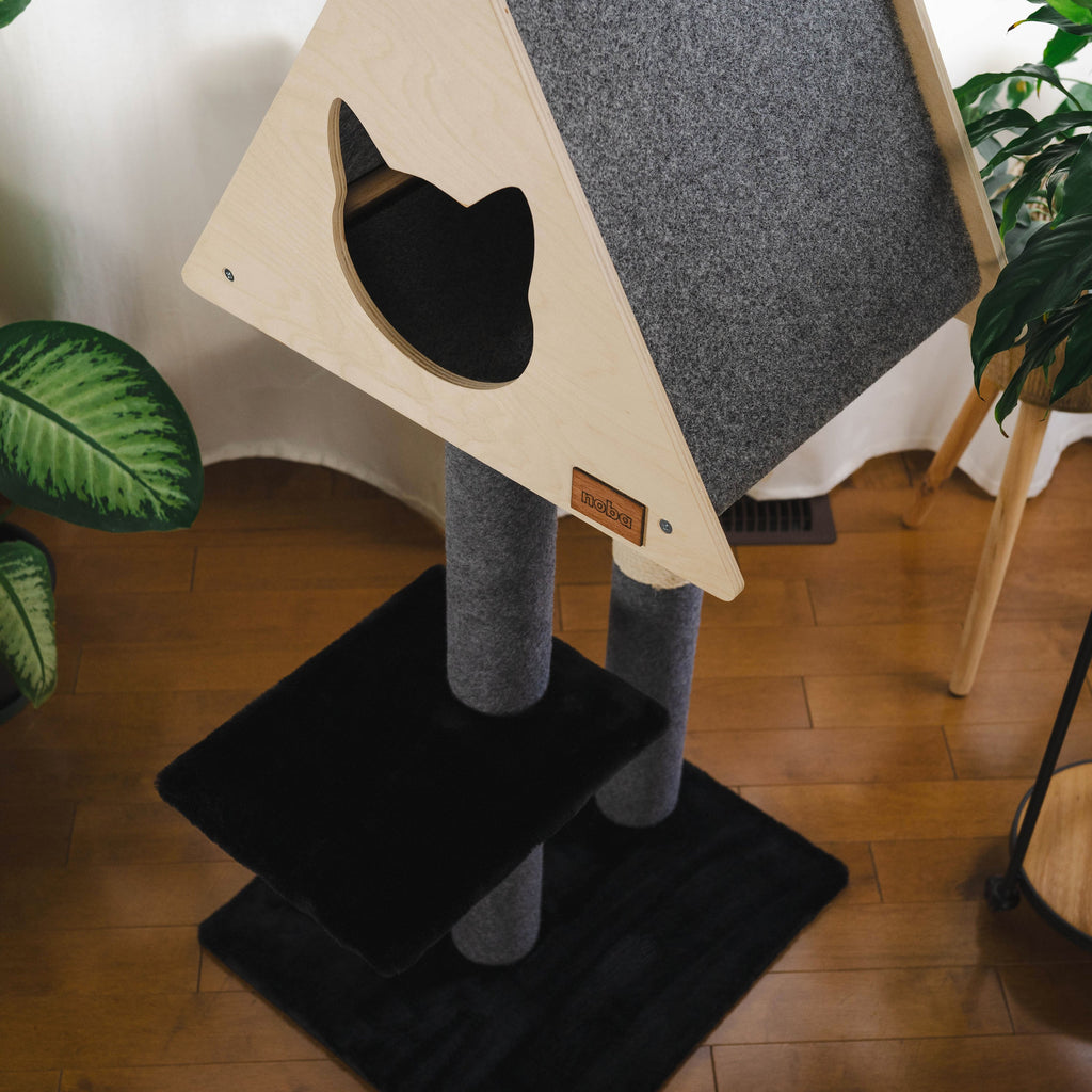Deluxe Cat Tree with Hideout | 2-Level Cat Condo with Fique Rope