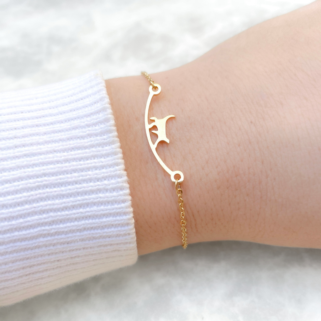 Crown & Whiskers Cat Walk Bracelet – Gold & Silver Cat Lover Bracelet (Waterproof Stainless Steel)
