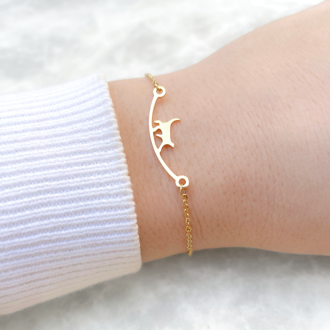 Crown & Whiskers Cat Walk Bracelet – Gold & Silver Cat Lover Bracelet (Waterproof Stainless Steel)