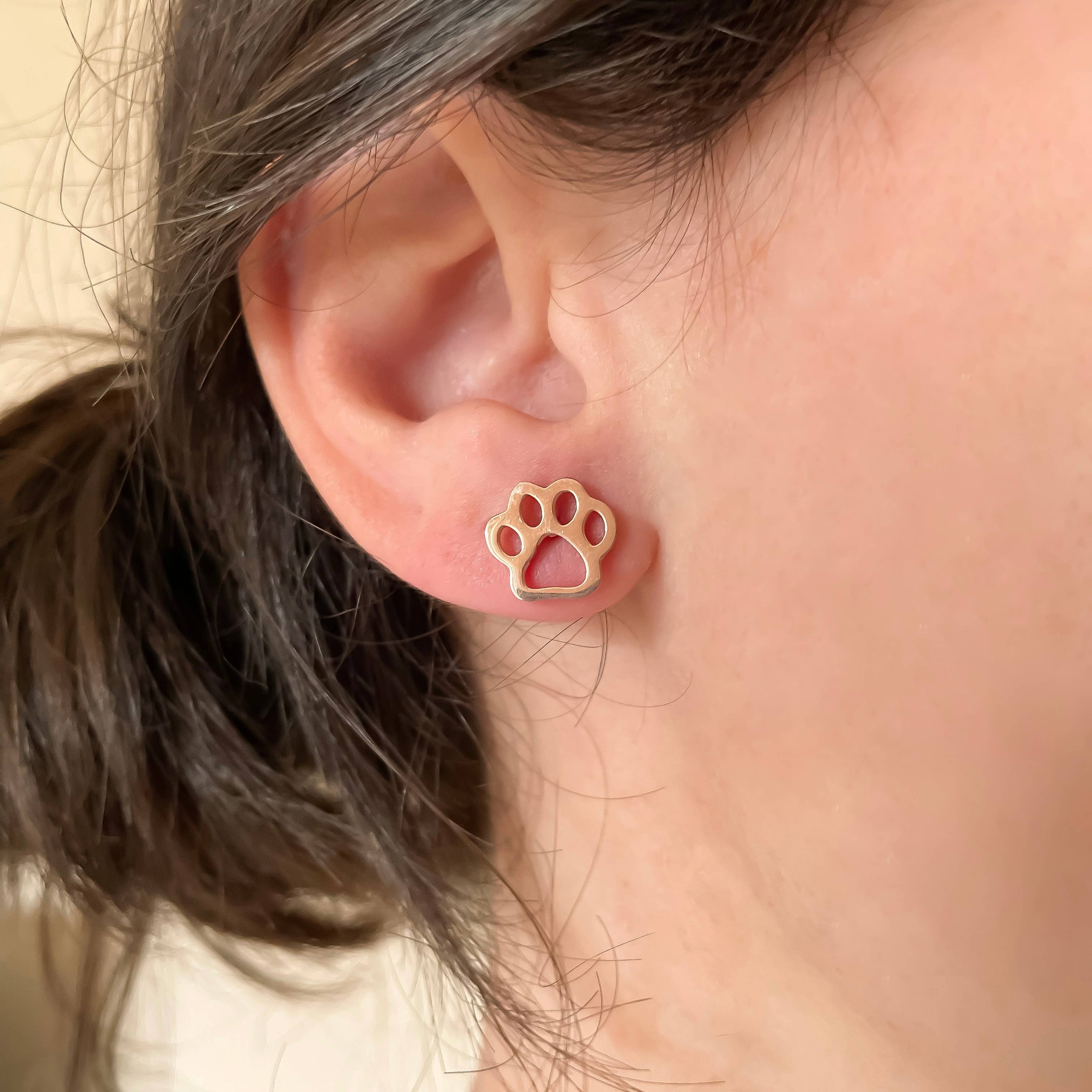 Paw Print Stud Earrings | Stainless Steel Pet Lover Jewelry Gift