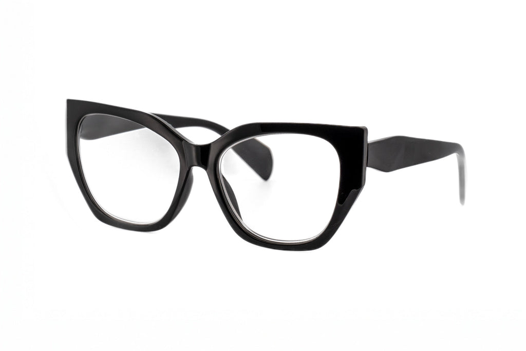 Black cat-eye glasses on a white background
