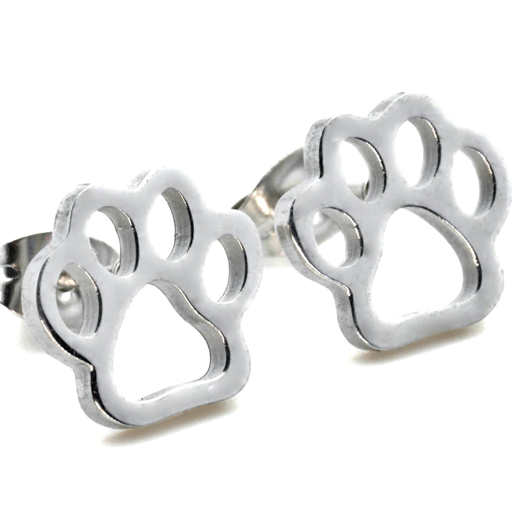 Paw Print Stud Earrings | Stainless Steel Pet Lover Jewelry Gift