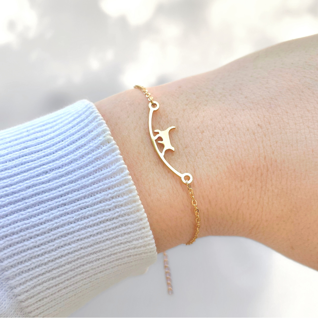 Crown & Whiskers Cat Walk Bracelet – Gold & Silver Cat Lover Bracelet (Waterproof Stainless Steel)