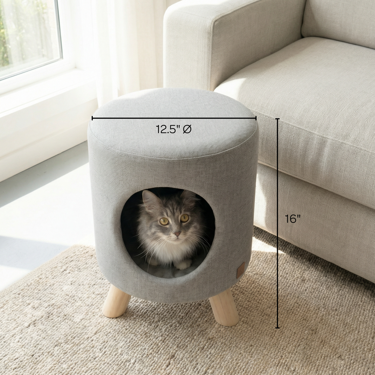 Wallie Pet Stool with Cozy Cat Nook
